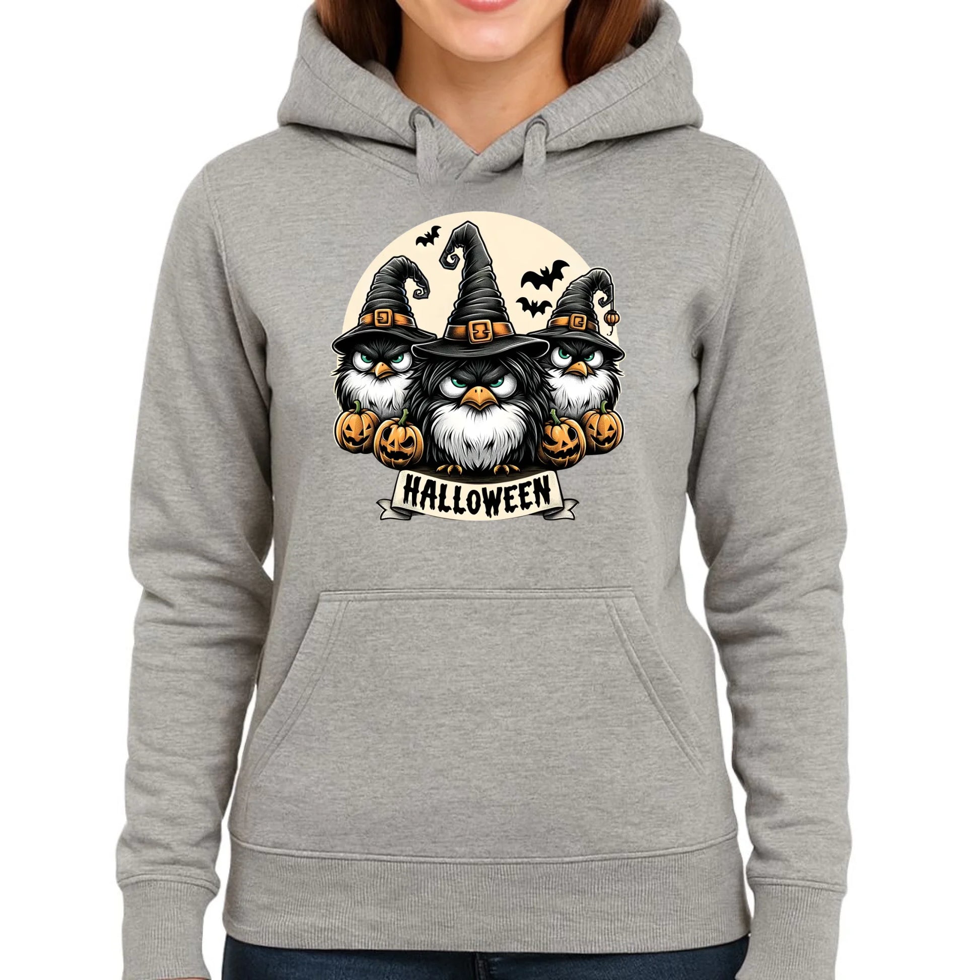 Bluza damska z kapturem na Halloween - Upiorne sowy wiedźmy HL15 - StoryCups.pl