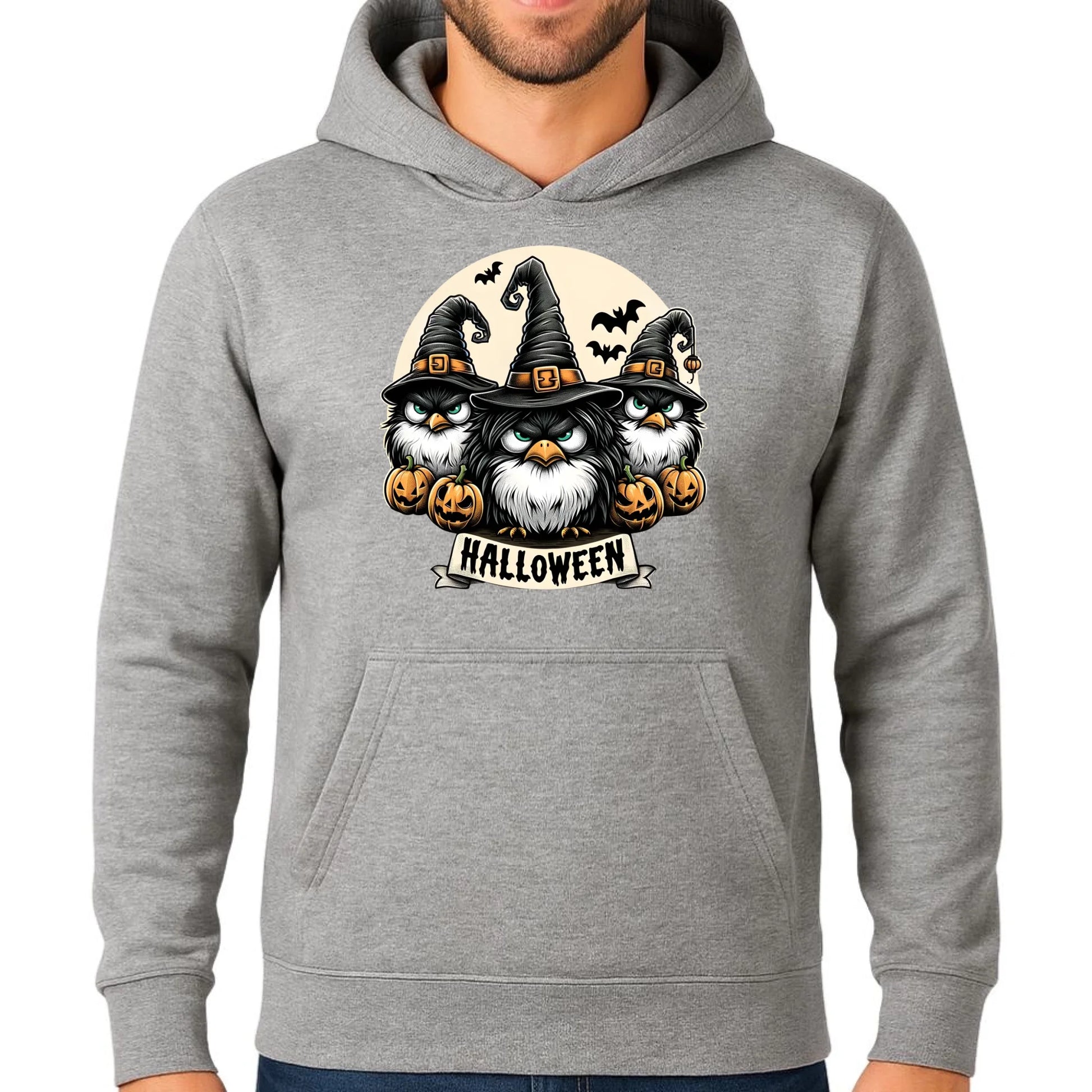 Bluza męska z kapturem na Halloween - Upiorne sowy wiedźmy HL15 - StoryCups.pl