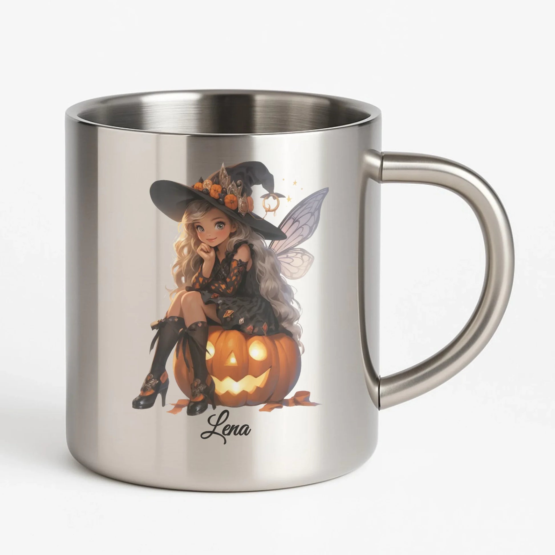 Kubek metalowy na Halloween - Wróżka - wybierz postać - personalizowany HL02 - StoryCups.pl
