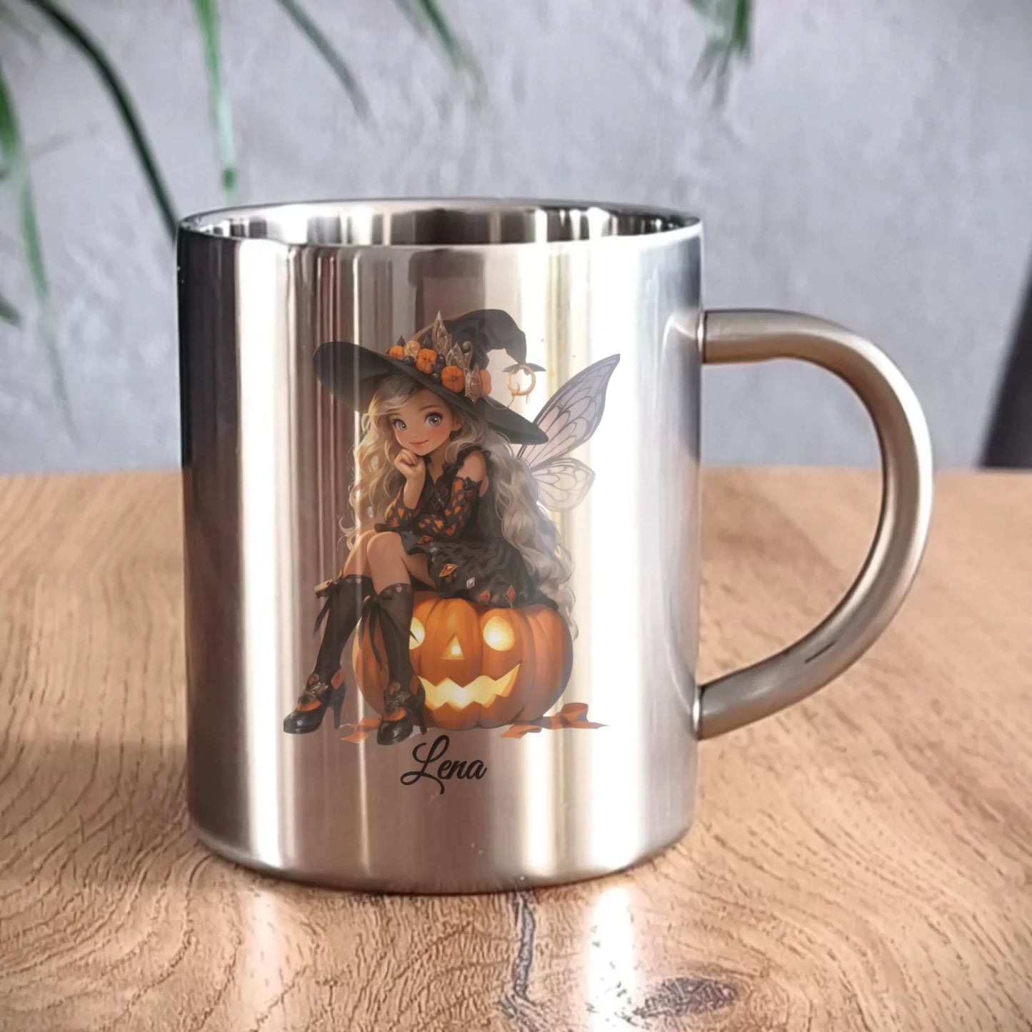 Kubek metalowy na Halloween - Wróżka - wybierz postać - personalizowany HL02 - StoryCups.pl