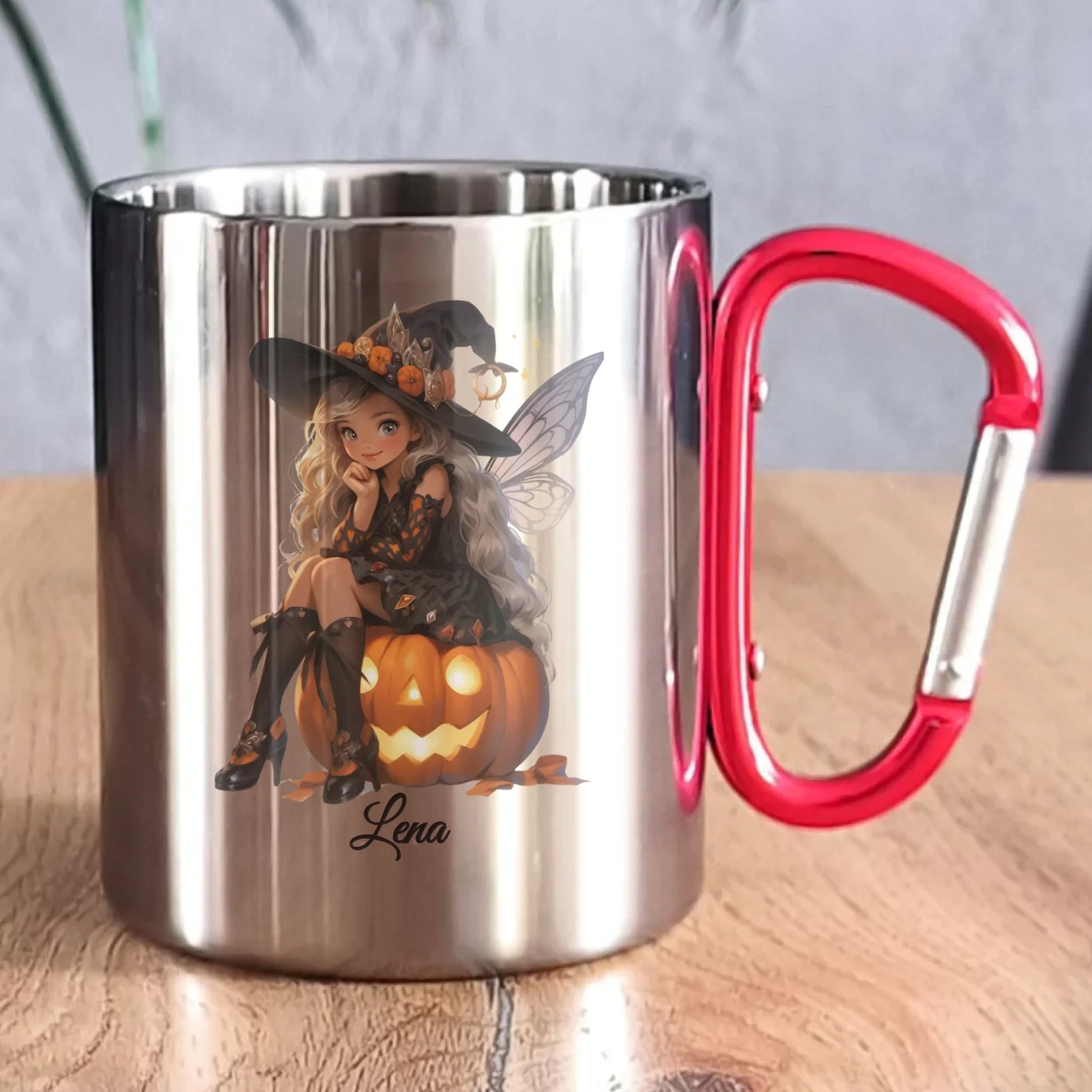 Kubek metalowy na Halloween - Wróżka - wybierz postać - personalizowany HL02 - StoryCups.pl