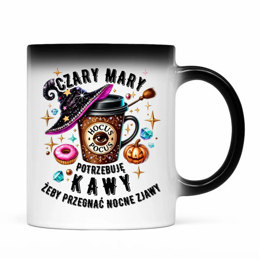 Kubek magiczny na Halloween - Potrzebuję kawy HL03 - StoryCups.pl