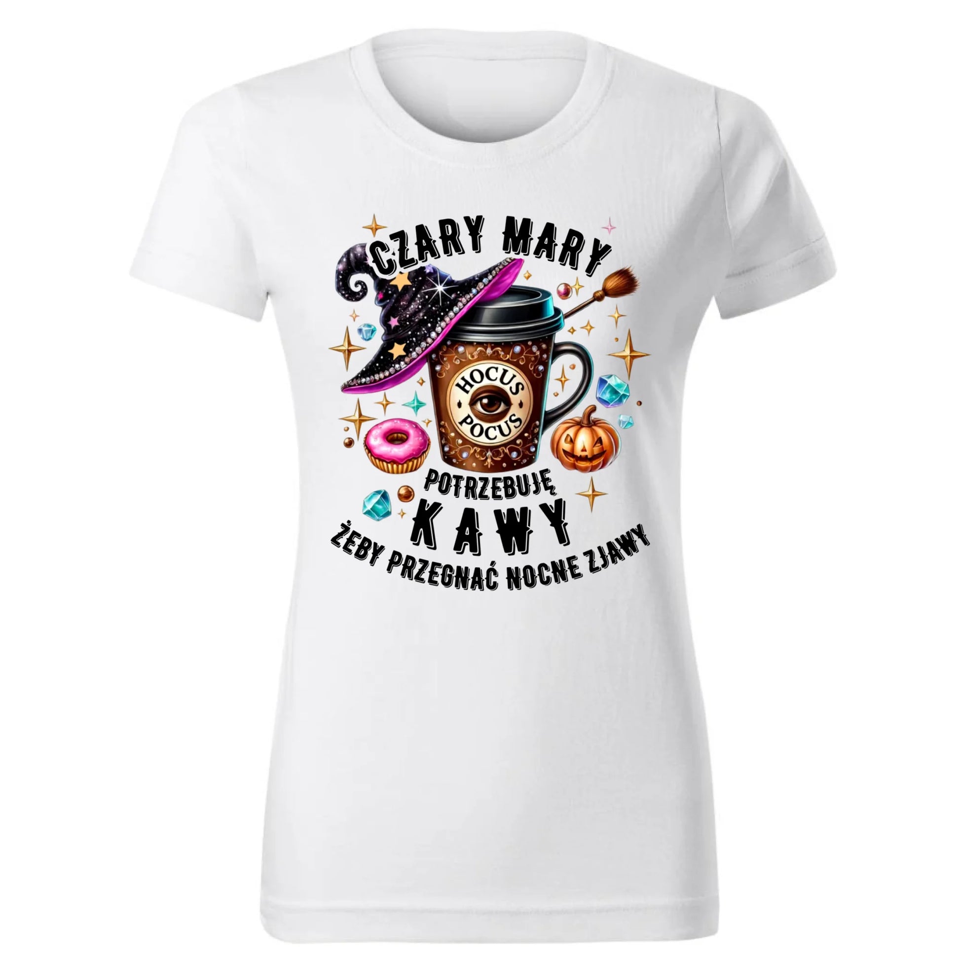 Koszulka damska na Halloween - Potrzebuję kawy HL03 - StoryCups.pl