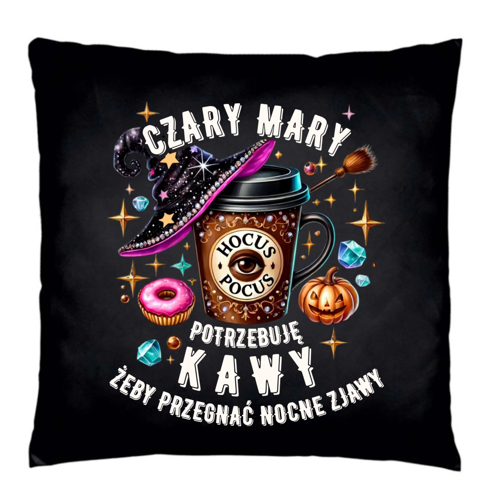 Poduszka dekoracyjna na Halloween - Potrzebuję kawy HL03 - StoryCups.pl