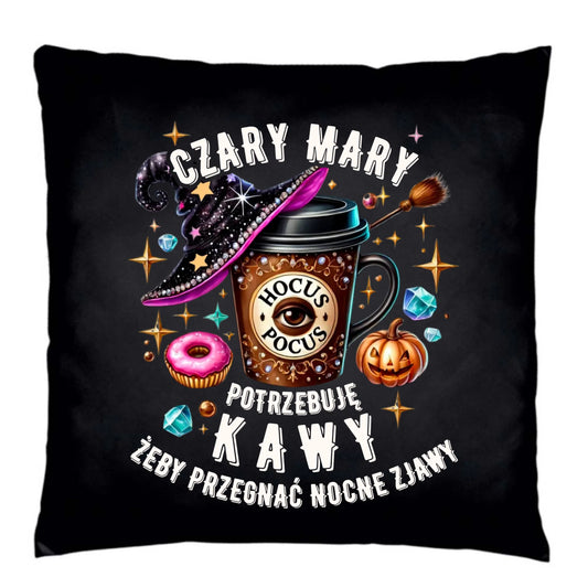 Poduszka dekoracyjna na Halloween - Potrzebuję kawy HL03 - StoryCups.pl