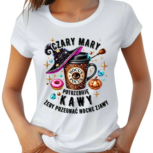 Koszulka damska na Halloween - Potrzebuję kawy HL03