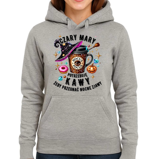 Bluza damska z kapturem na Halloween - Potrzebuję kawy HL03 - StoryCups.pl