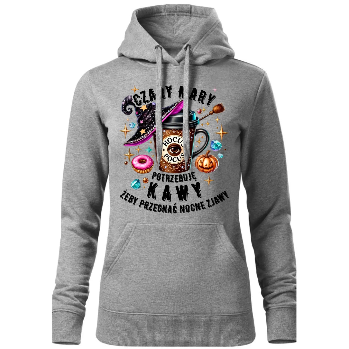 Bluza damska z kapturem na Halloween - Potrzebuję kawy HL03 - StoryCups.pl