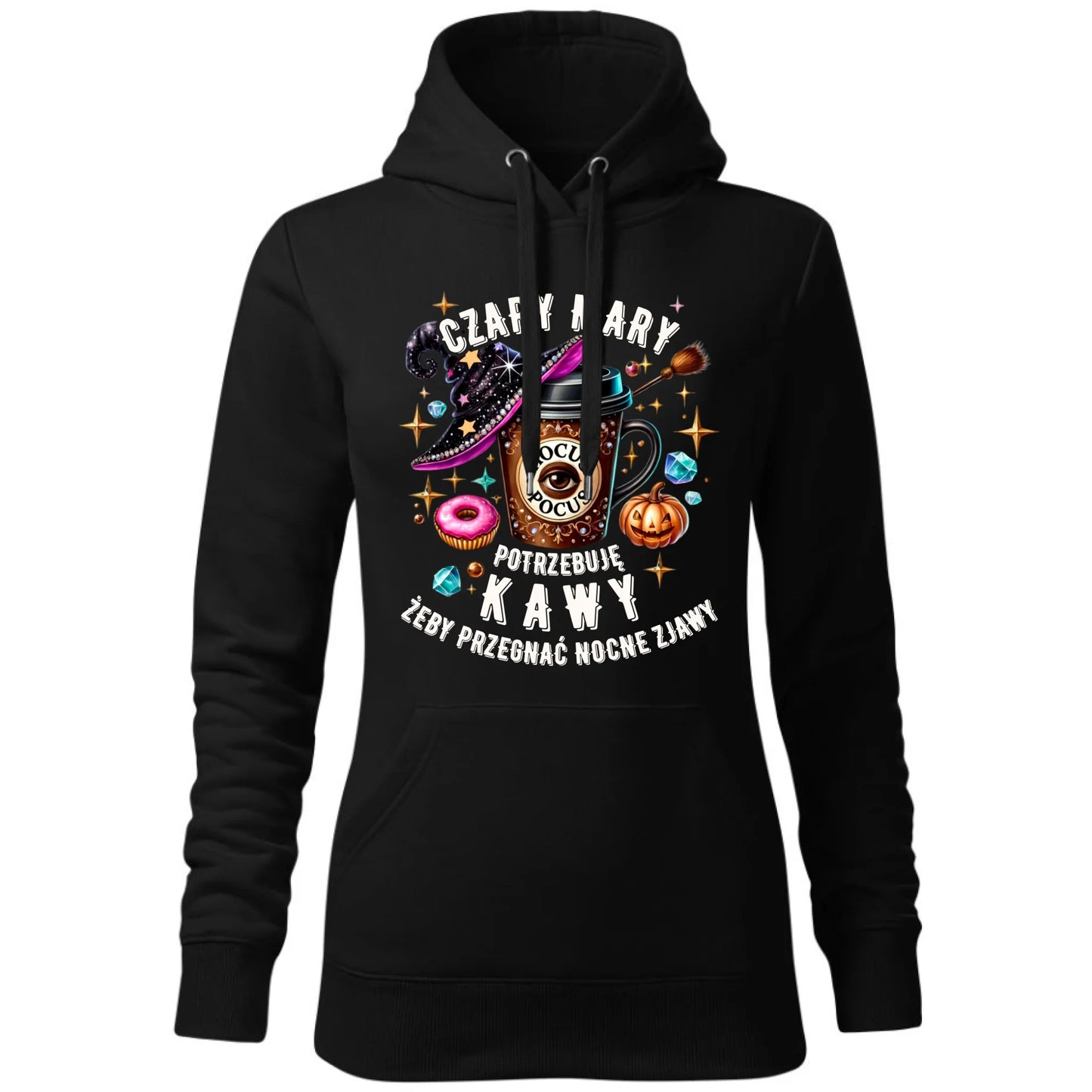 Bluza damska z kapturem na Halloween - Potrzebuję kawy HL03 - StoryCups.pl