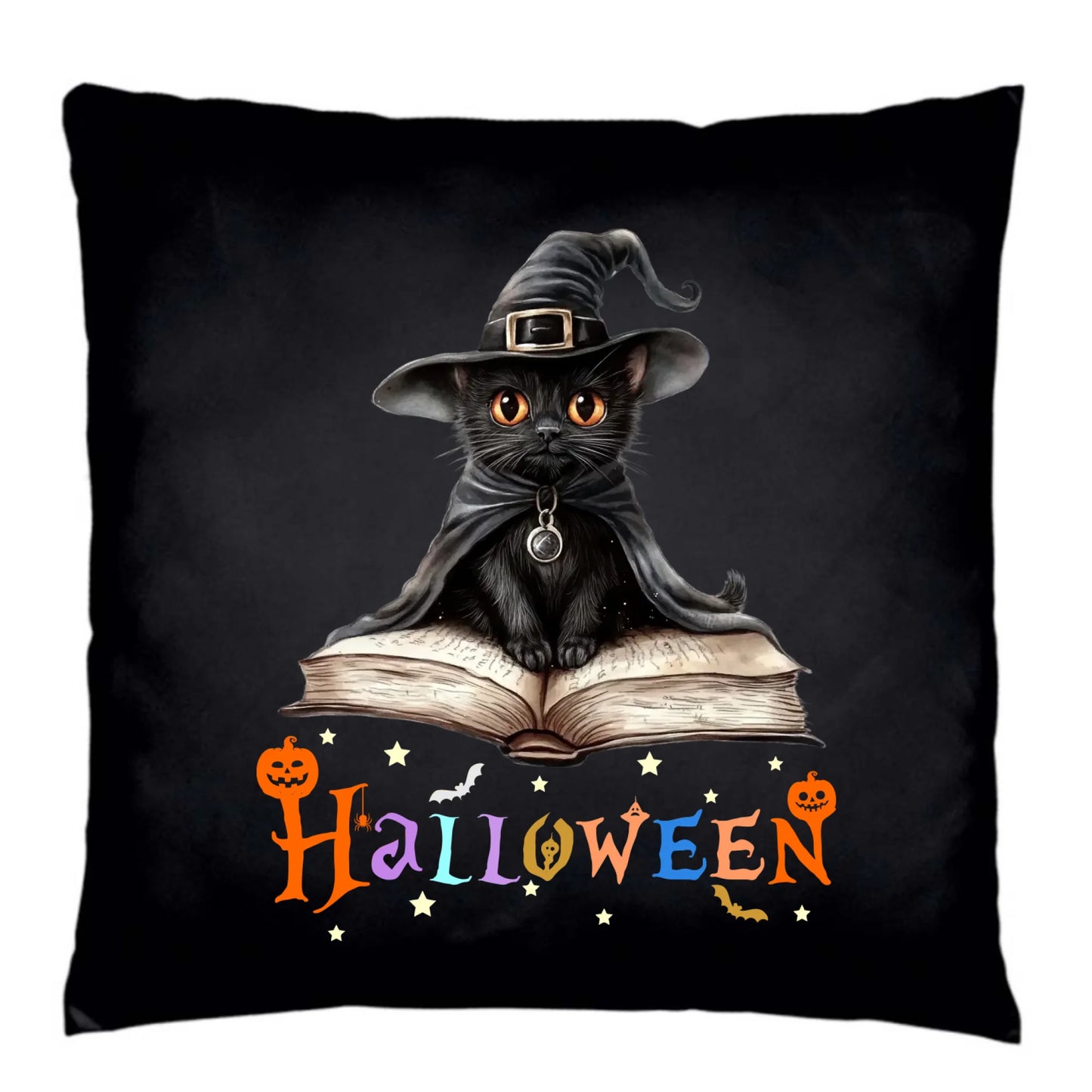 Poduszka dekoracyjna na Halloween - Kot Czarodziej HL06 - StoryCups.pl