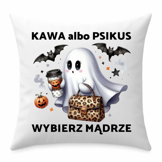 Poduszka halloweenowa - Duch - Kawa albo psikus HL07 - StoryCups.pl