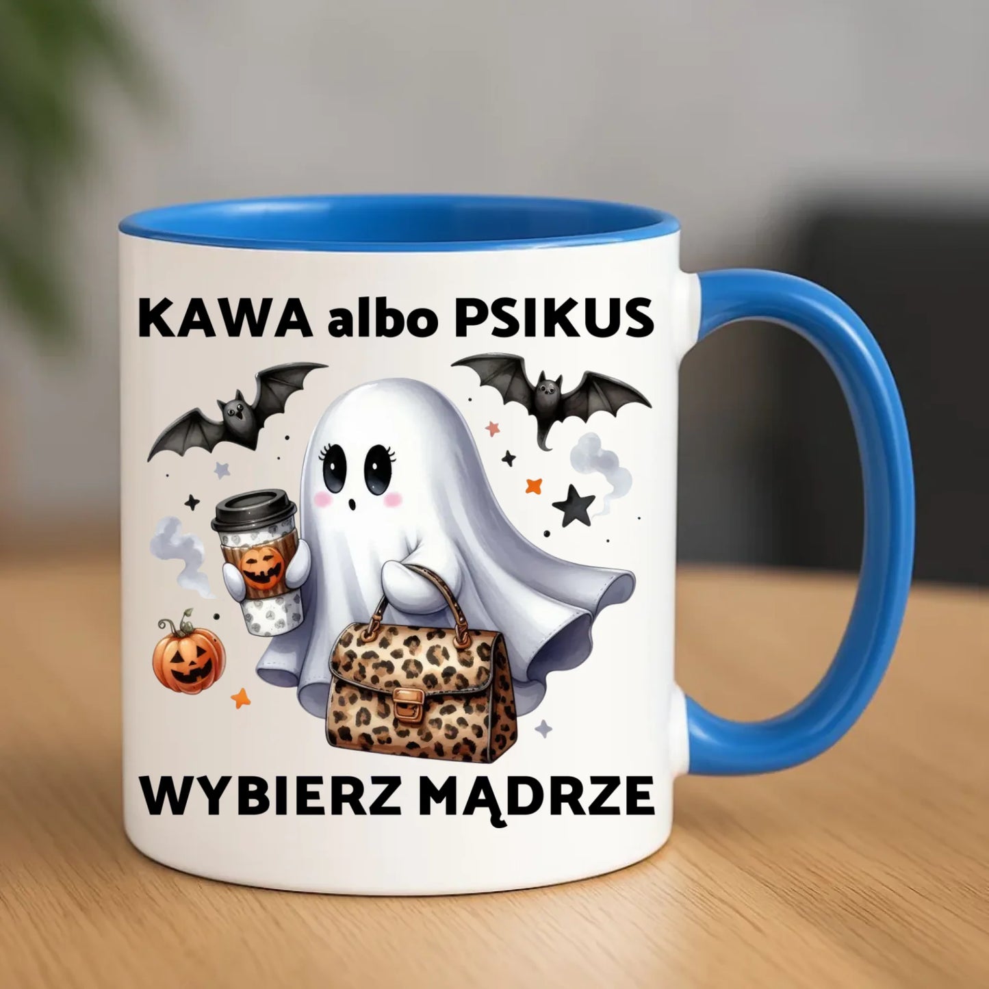 Kubek halloweenowy - Duch - Kawa albo psikus HL07 - StoryCups.pl