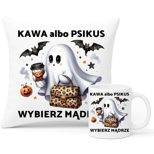 Zestaw poduszka i kubek halloweenowy - Cute ghost girl HL07 - StoryCups.pl