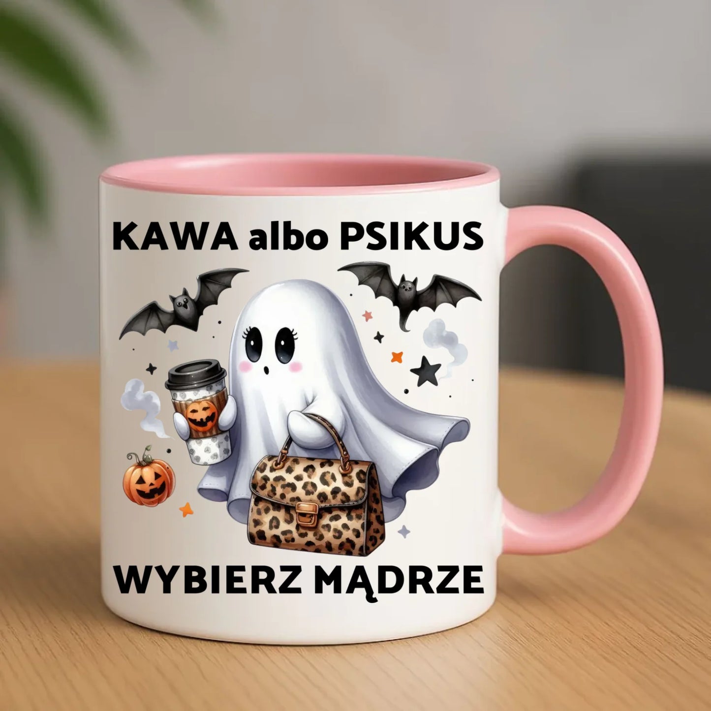Kubek halloweenowy - Duch - Kawa albo psikus HL07 - StoryCups.pl