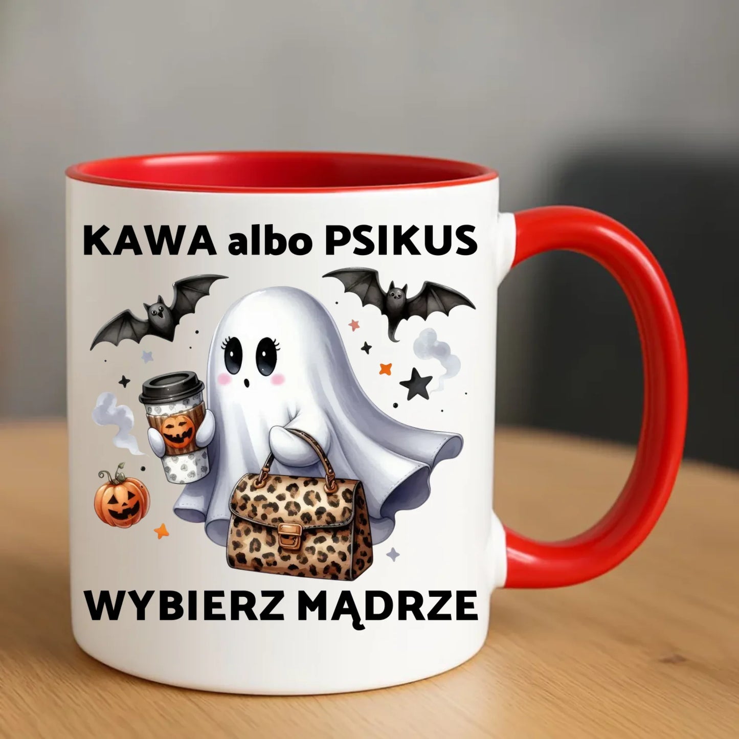 Kubek halloweenowy - Duch - Kawa albo psikus HL07 - StoryCups.pl