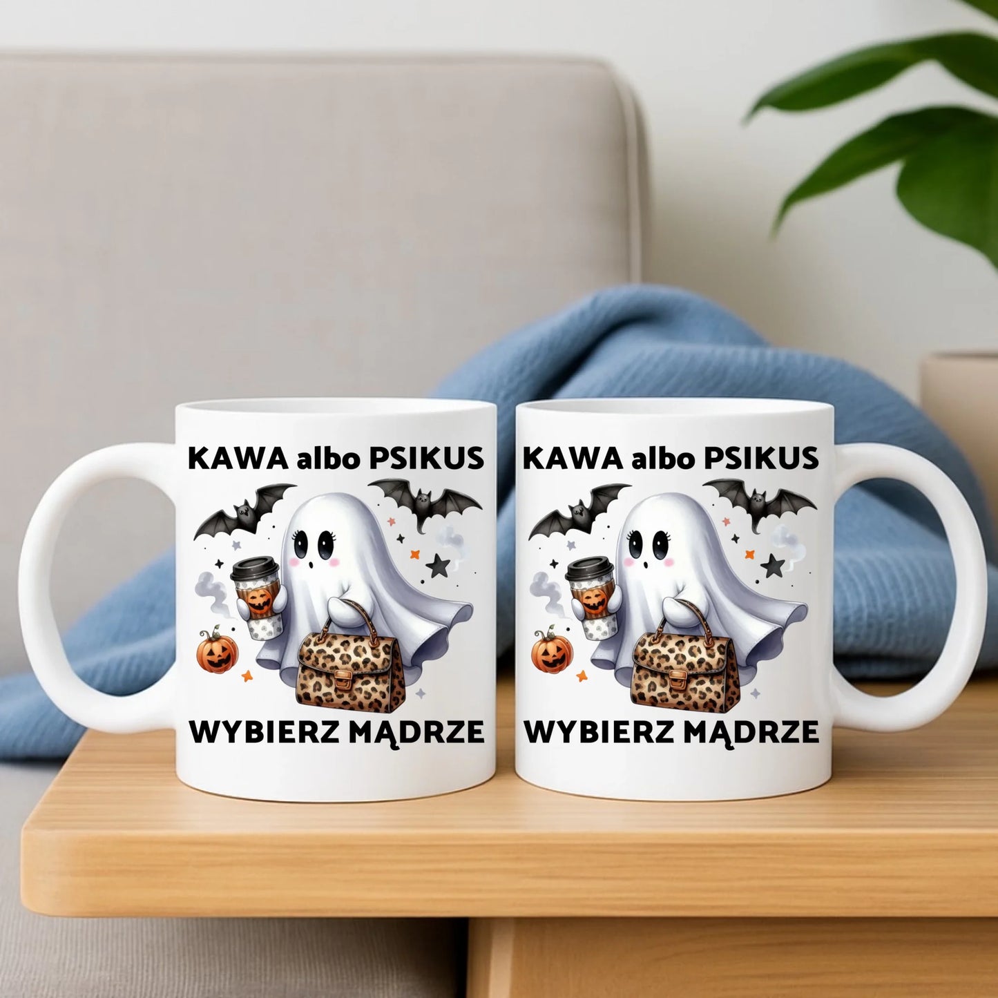 Zestaw poduszka i kubek halloweenowy - Cute ghost girl HL07 - StoryCups.pl