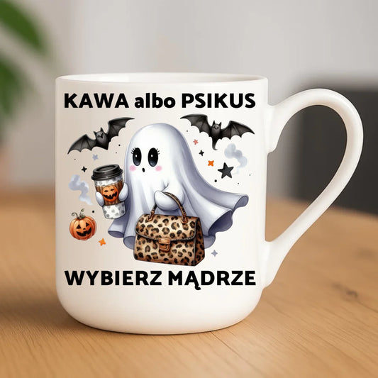 Kubek elegant halloweenowy - Duch - Kawa albo psikus HL07 - StoryCups.pl