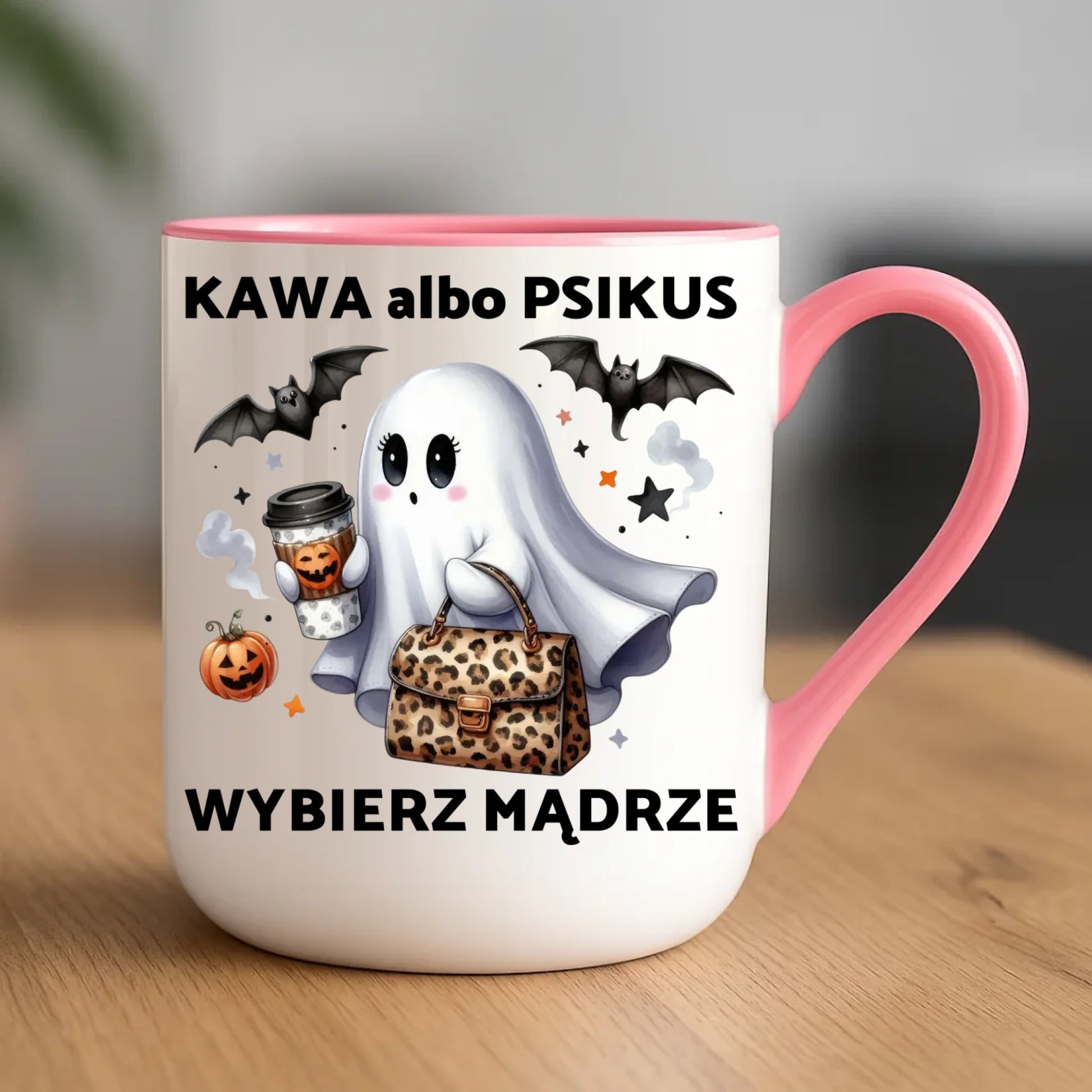 Kubek elegant halloweenowy - Duch - Kawa albo psikus HL07 - StoryCups.pl