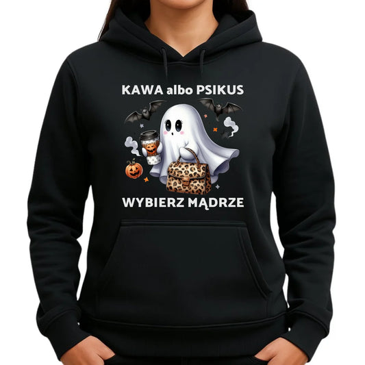 Bluza damska z kapturem halloweenowa - Duch - Kawa albo psikus HL07 - StoryCups.pl