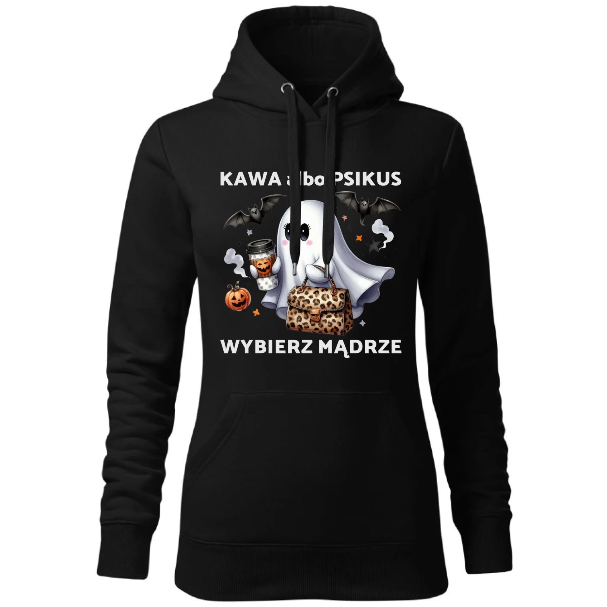 Bluza damska z kapturem halloweenowa - Duch - Kawa albo psikus HL07 - StoryCups.pl