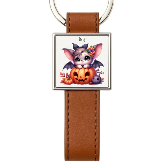 Brelok halloweenowy - Słodki nietoperz z dynią - personalizowany HL08 - StoryCups.pl