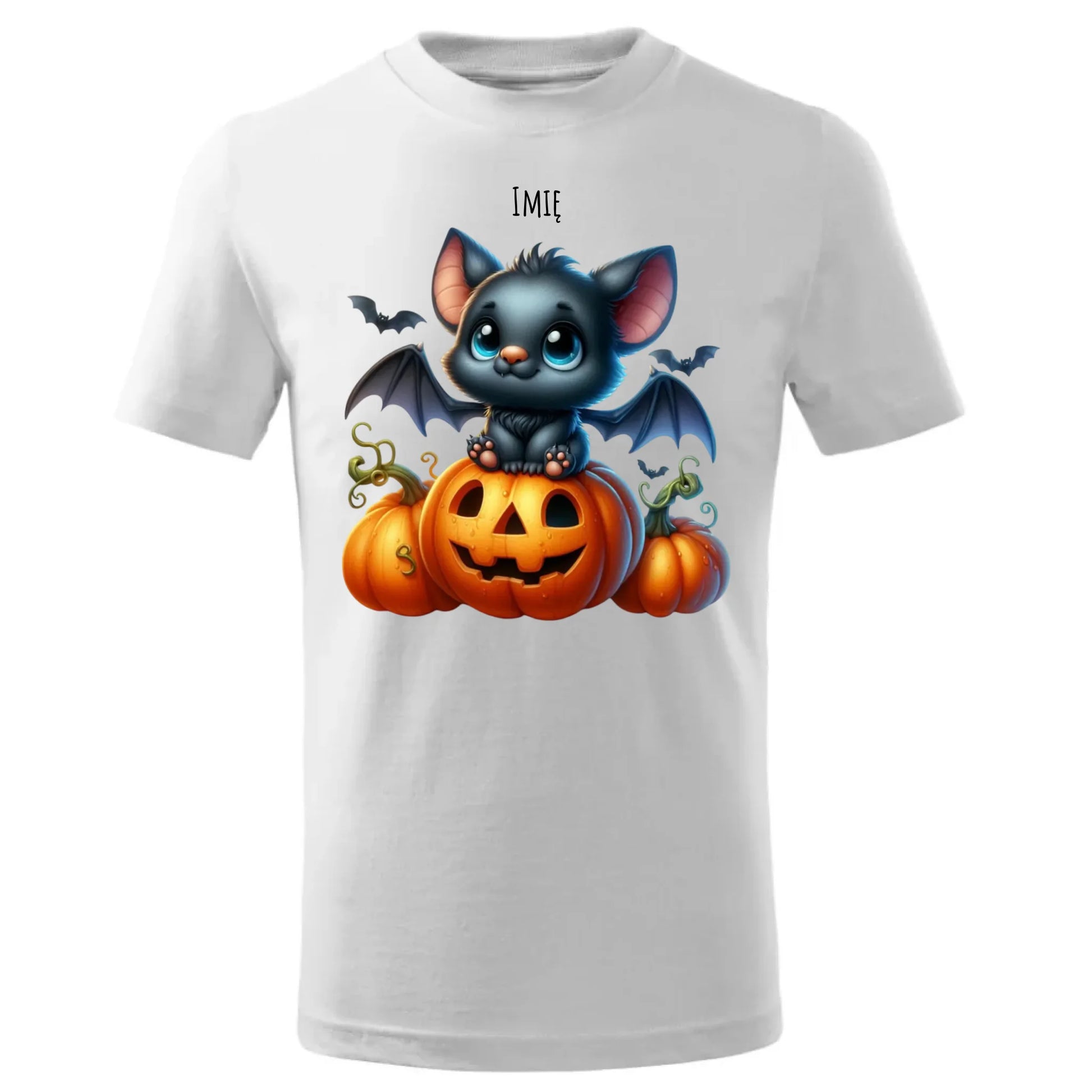 Koszulka dziecięca halloweenowa - Słodki nietoperz z dynią - personalizowana HL09 - StoryCups.pl