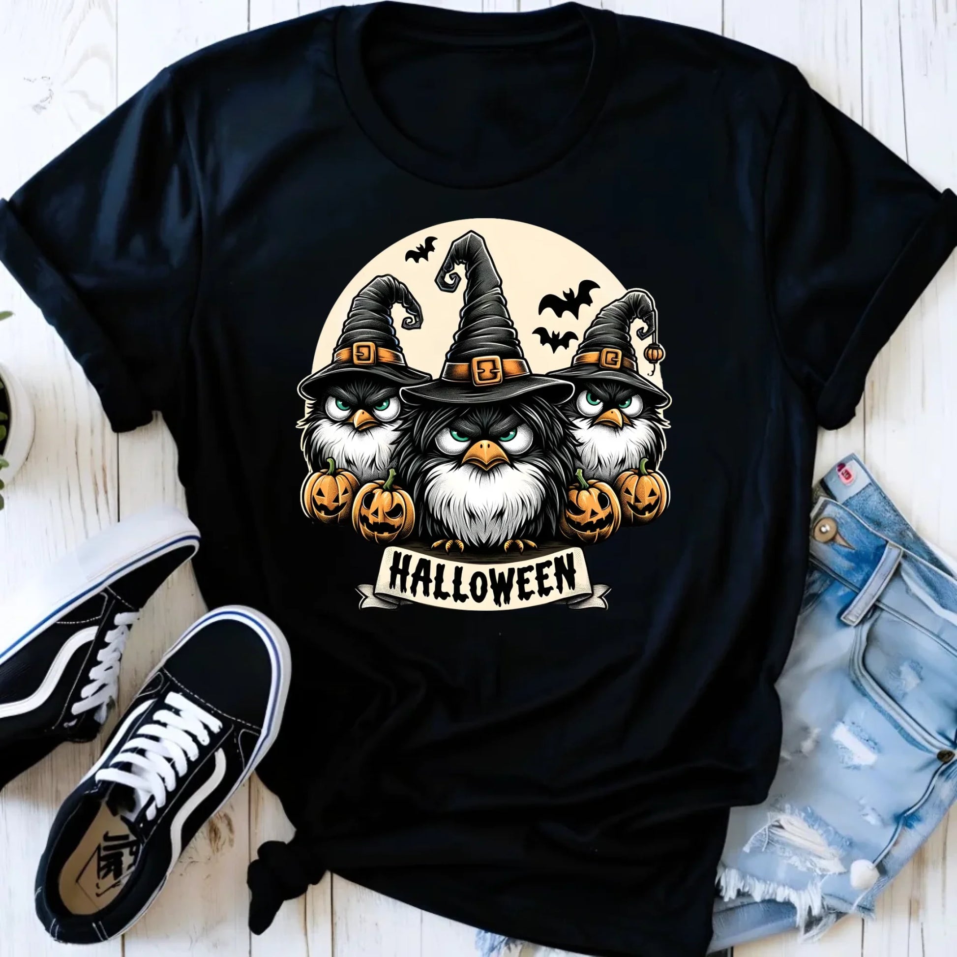 Koszulka damska na Halloween - Upiorne sowy wiedźmy HL15 - StoryCups.pl