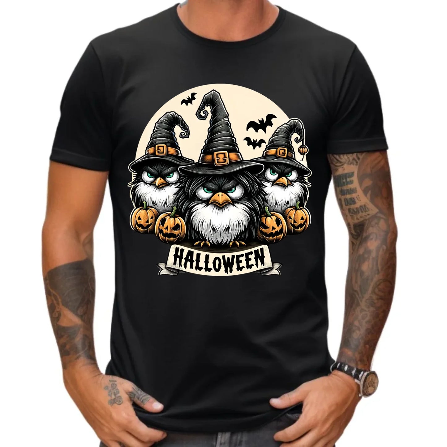 Koszulka męska na Halloween - Upiorne sowy wiedźmy HL15 - StoryCups.pl