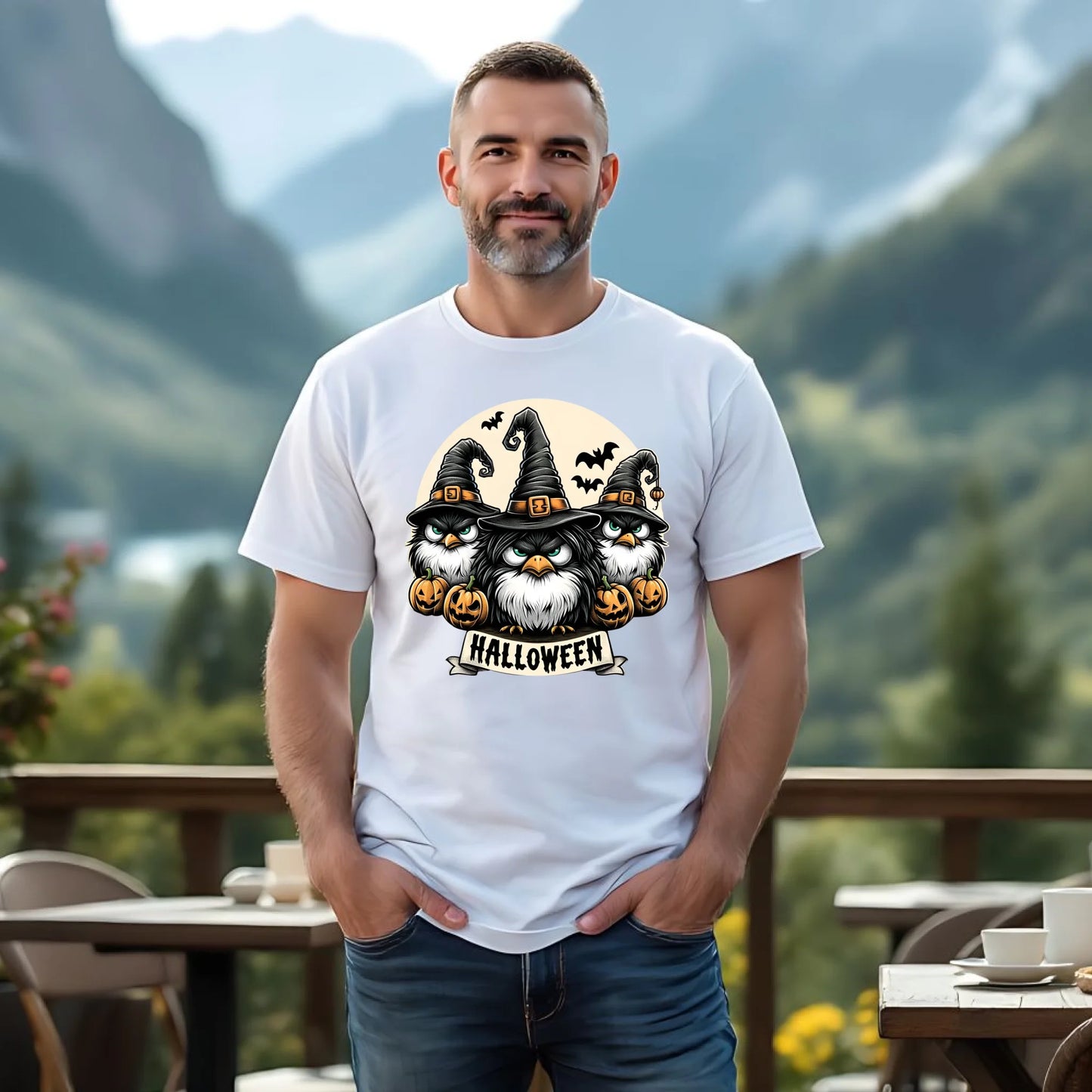 Koszulka męska na Halloween - Upiorne sowy wiedźmy HL15 - StoryCups.pl