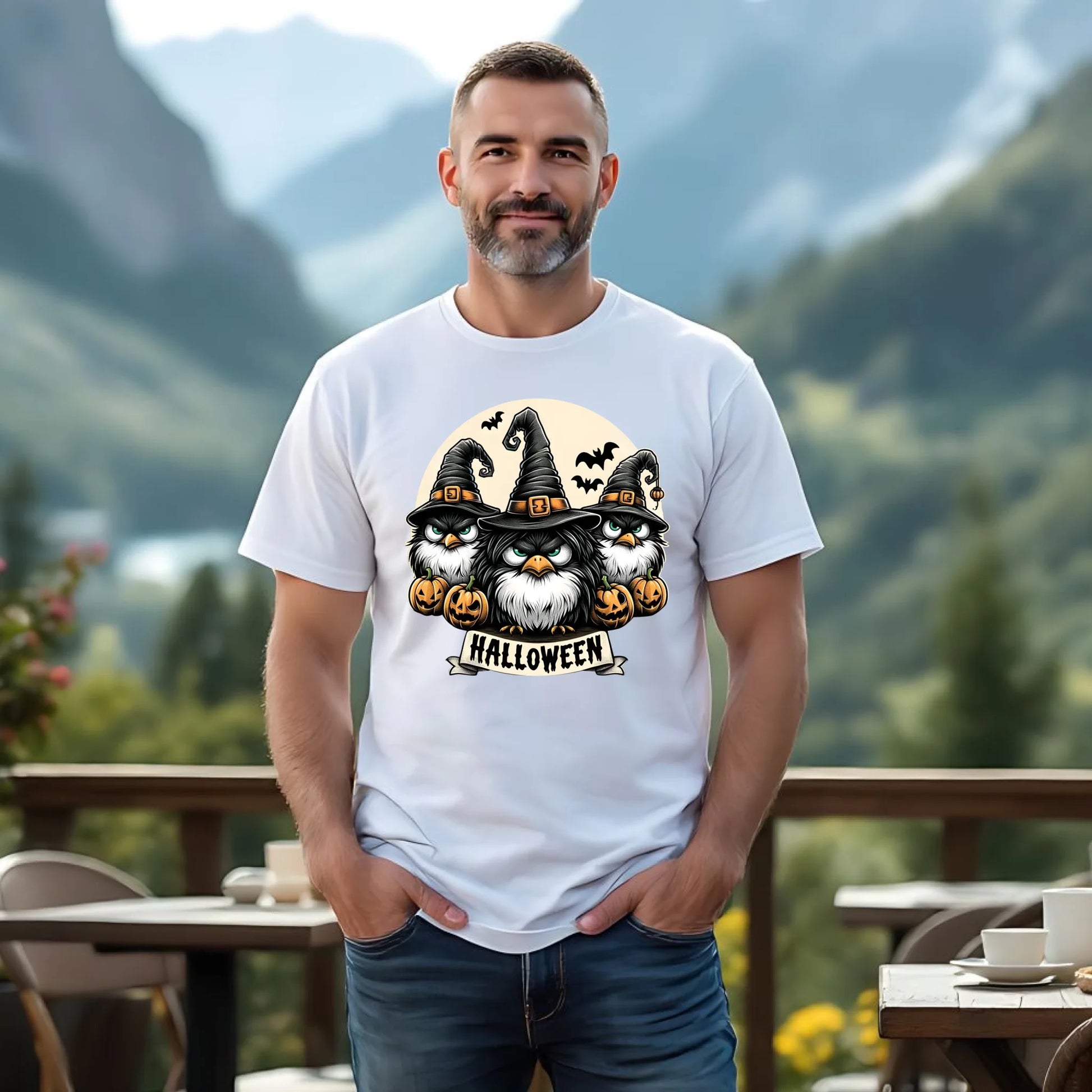 Koszulka męska na Halloween - Upiorne sowy wiedźmy HL15 - StoryCups.pl