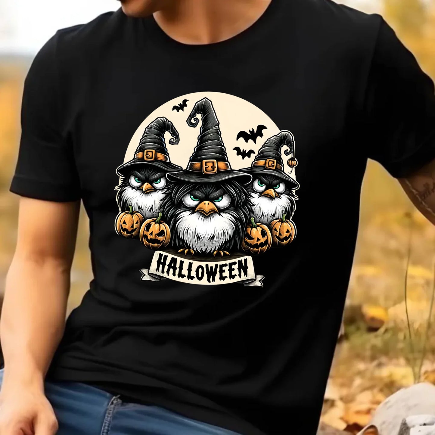 Koszulka męska na Halloween - Upiorne sowy wiedźmy HL15 - StoryCups.pl