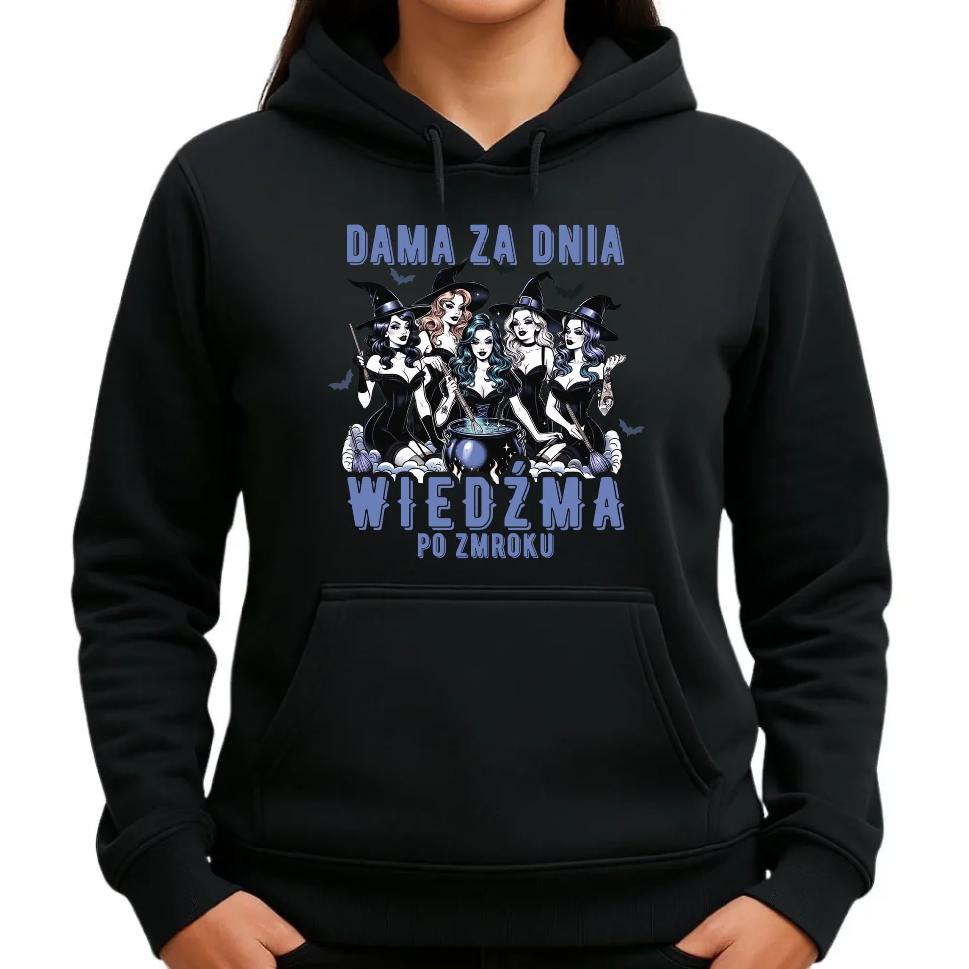 Bluza damska z kapturem - Dama za dnia wiedźma po zmroku HL16 - StoryCups.pl