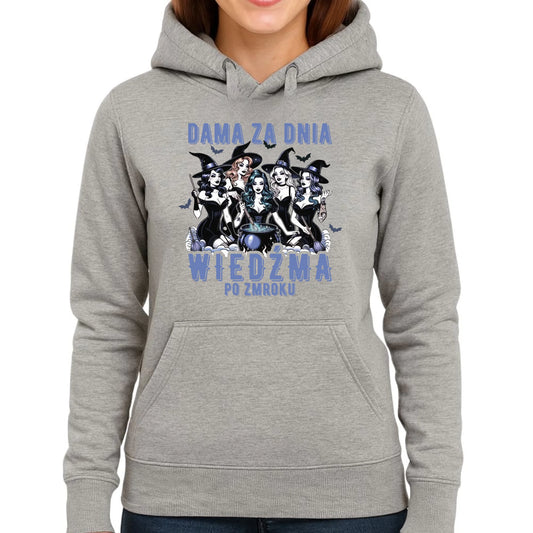 Bluza damska z kapturem - Dama za dnia wiedźma po zmroku HL16 - StoryCups.pl