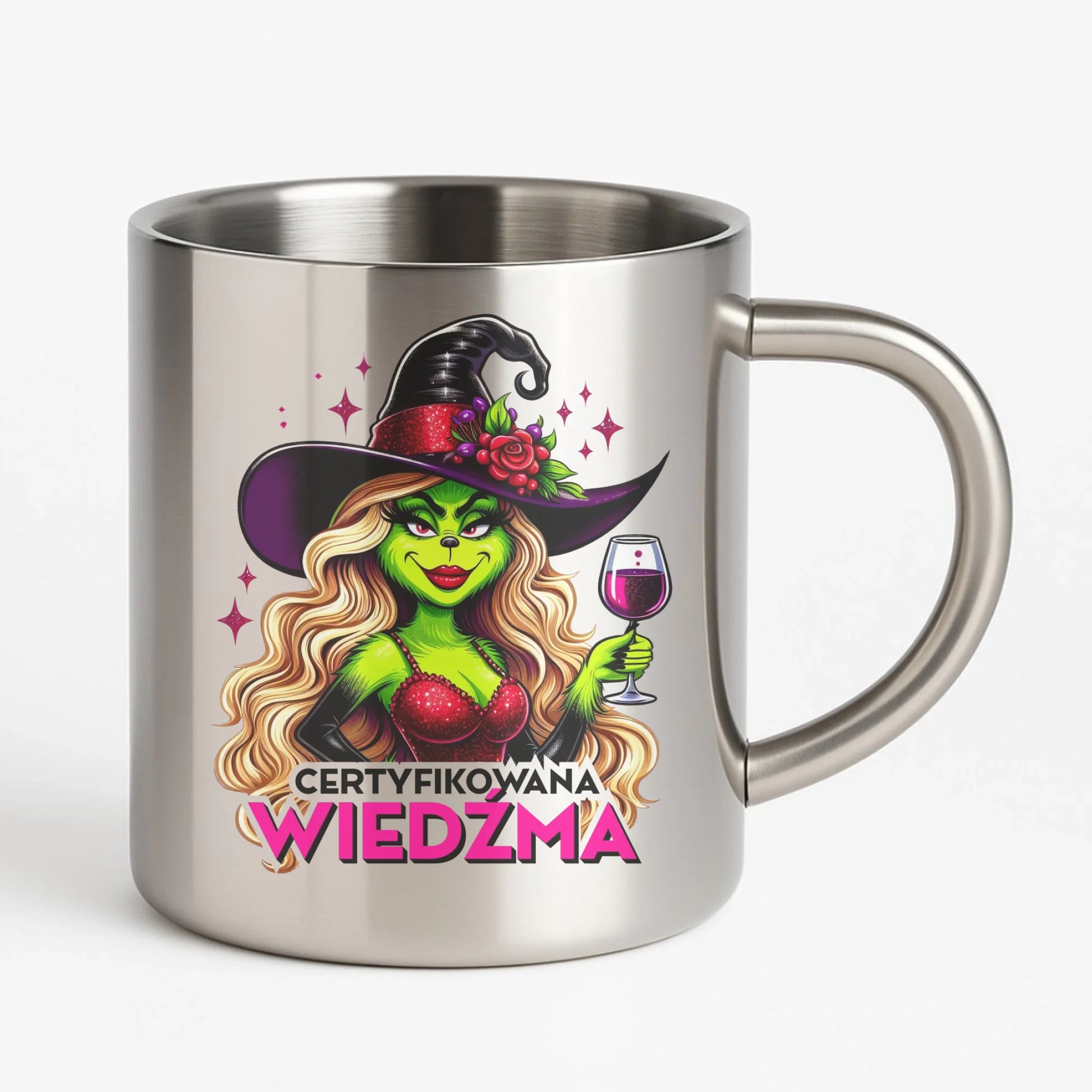 Kubek metalowy - Certyfikowana wiedźma - śmieszny HL13 - StoryCups.pl