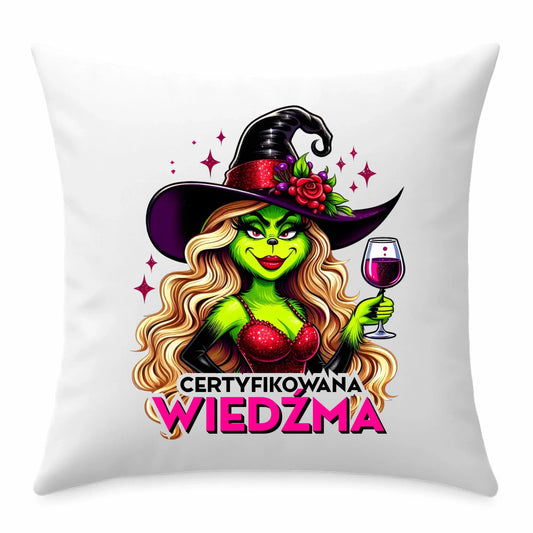 Poduszka - Certyfikowana wiedźma - śmieszna HL13 - StoryCups.pl