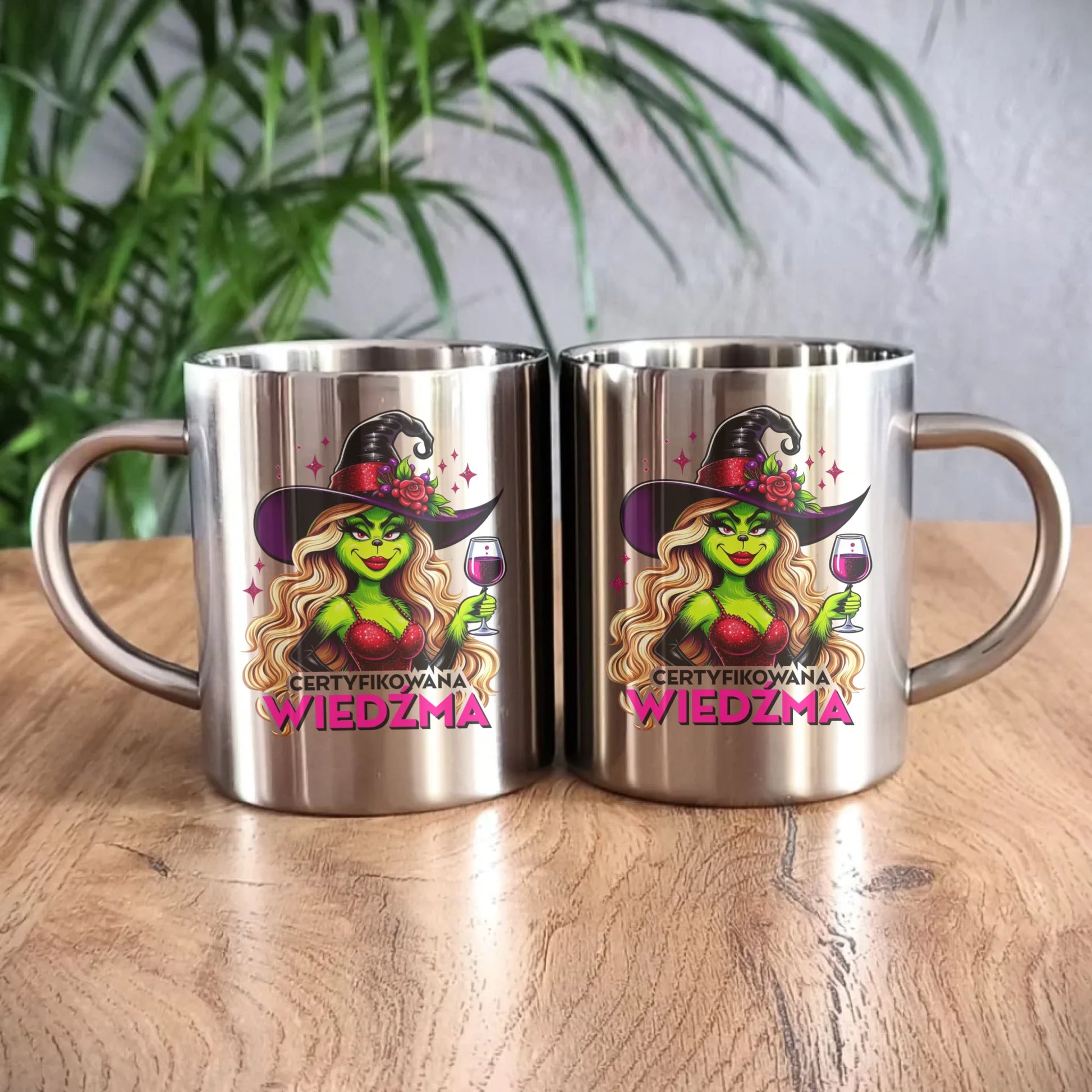 Kubek metalowy - Certyfikowana wiedźma - śmieszny HL13 - StoryCups.pl
