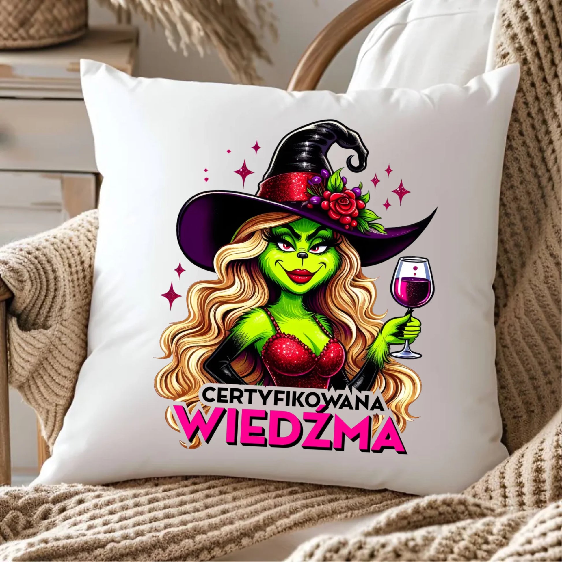 Poduszka - Certyfikowana wiedźma - śmieszna HL13 - StoryCups.pl