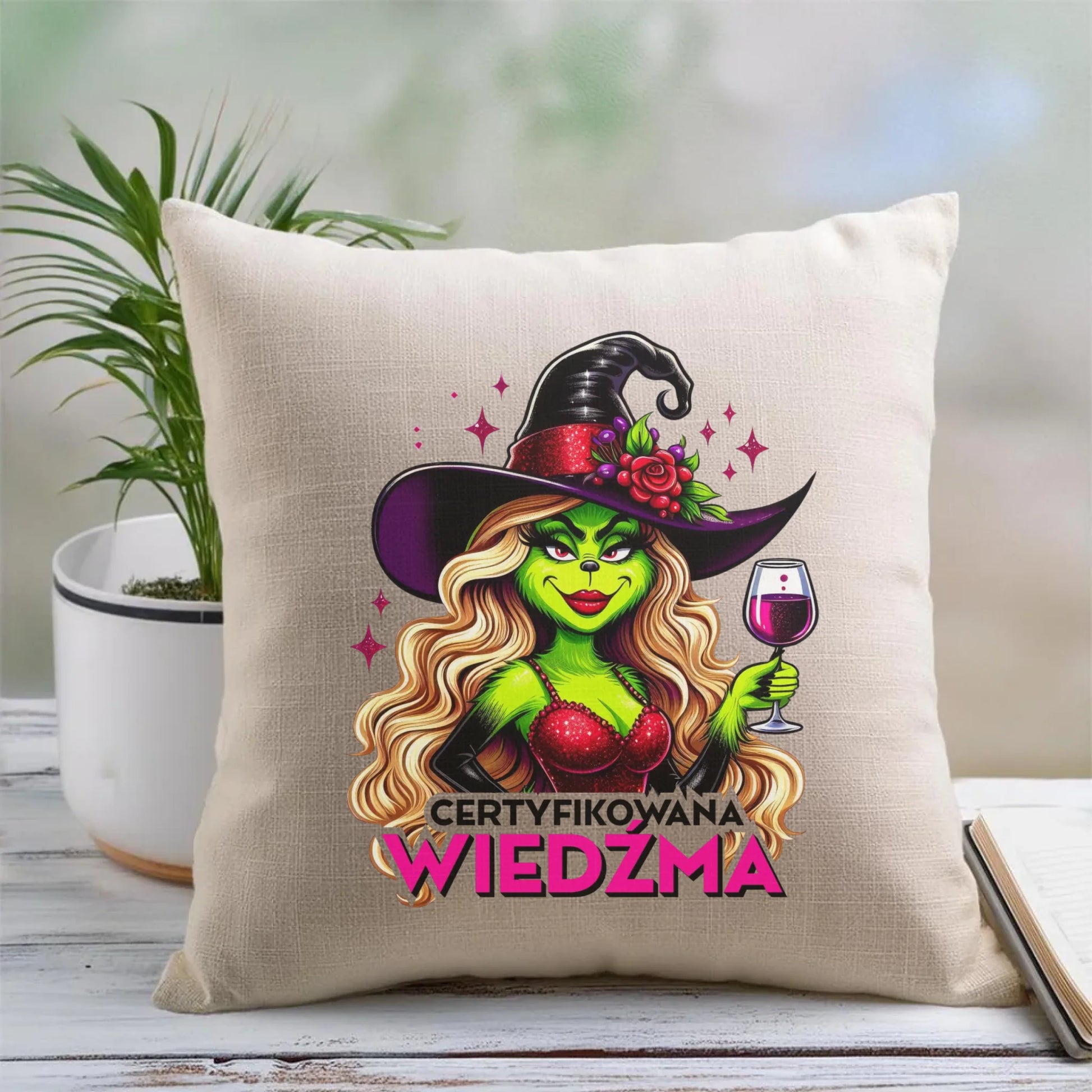 Poduszka - Certyfikowana wiedźma - śmieszna HL13 - StoryCups.pl