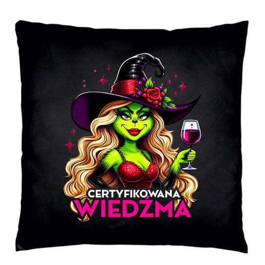 Poduszka dekoracyjna - Certyfikowana wiedźma - śmieszna HL13 - StoryCups.pl