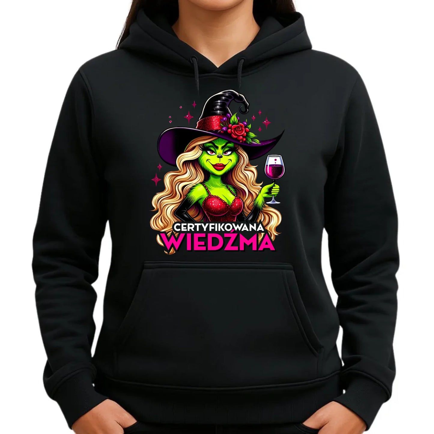 Bluza damska z kapturem - Certyfikowana wiedźma - śmieszna HL13 - StoryCups.pl