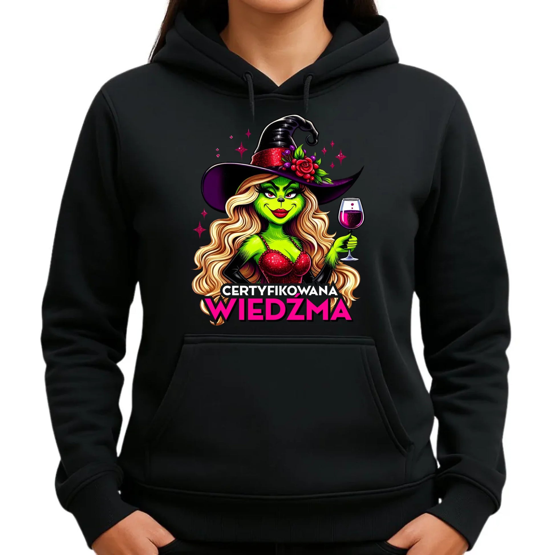Bluza damska z kapturem - Certyfikowana wiedźma - śmieszna HL13 - StoryCups.pl