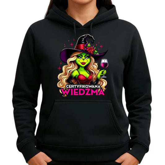 Bluza damska z kapturem - Certyfikowana wiedźma - śmieszna HL13 - StoryCups.pl