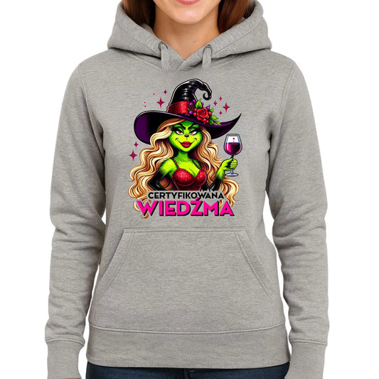 Bluza damska z kapturem - Certyfikowana wiedźma - śmieszna HL13 - StoryCups.pl