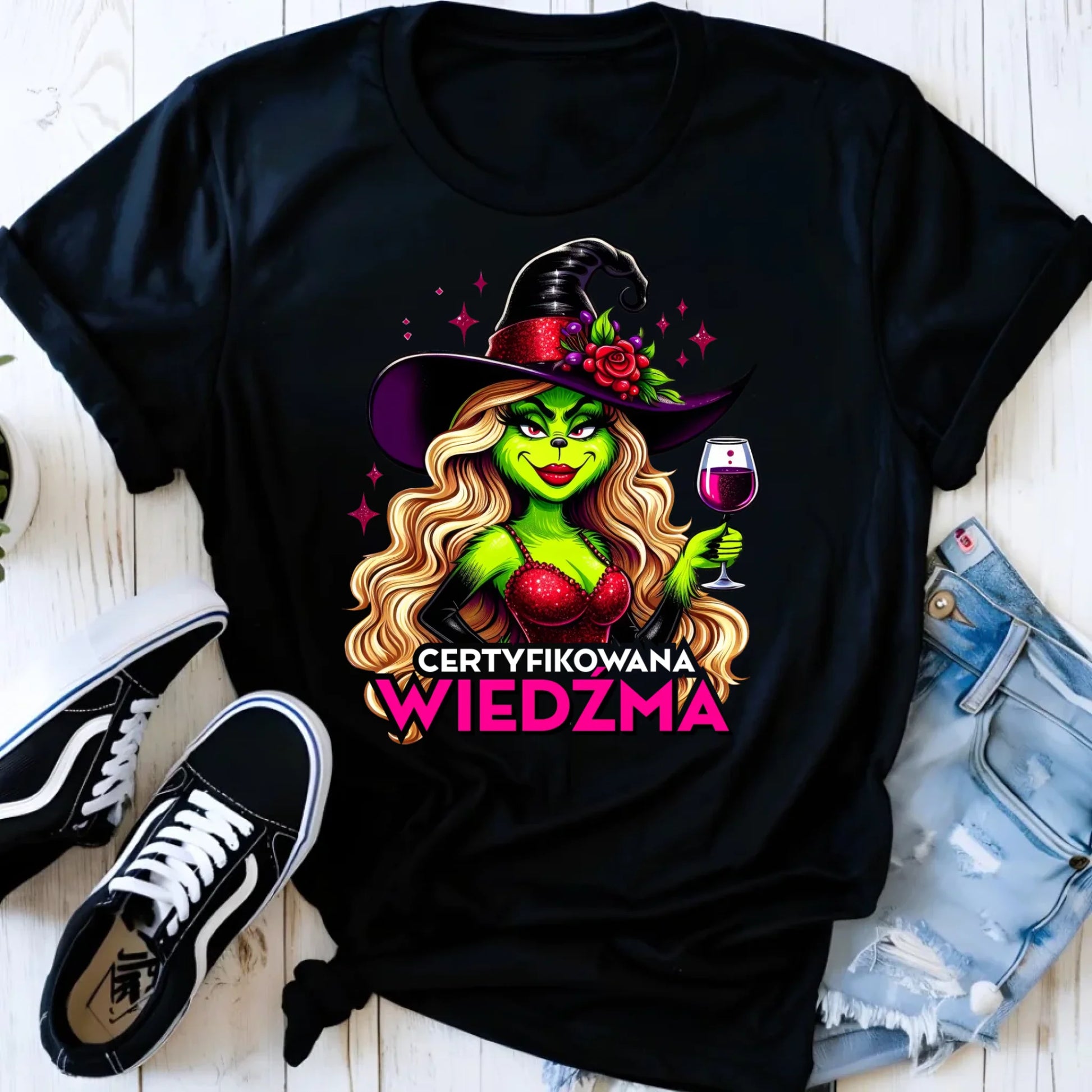 Koszulka damska - Certyfikowana wiedźma - śmieszna HL13 - StoryCups.pl