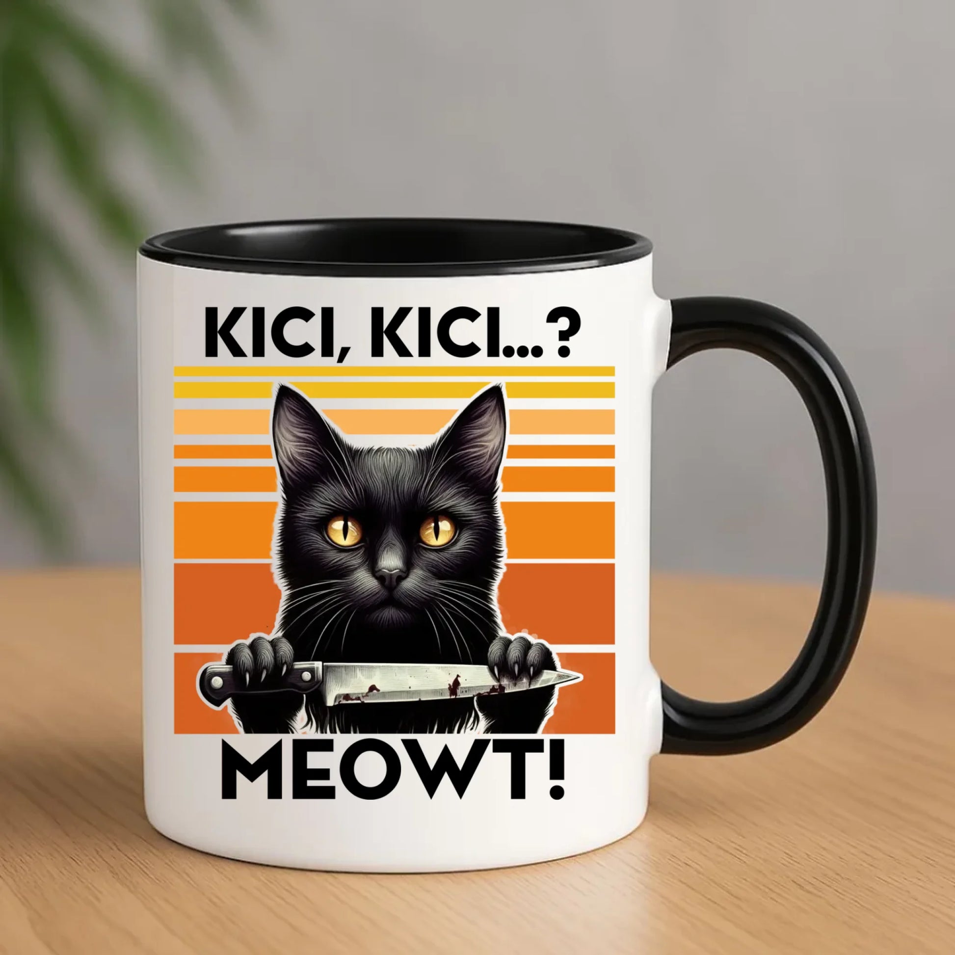 Kubek - Kot z nożem - Kici, kici... MEOWT! HL17 - StoryCups.pl