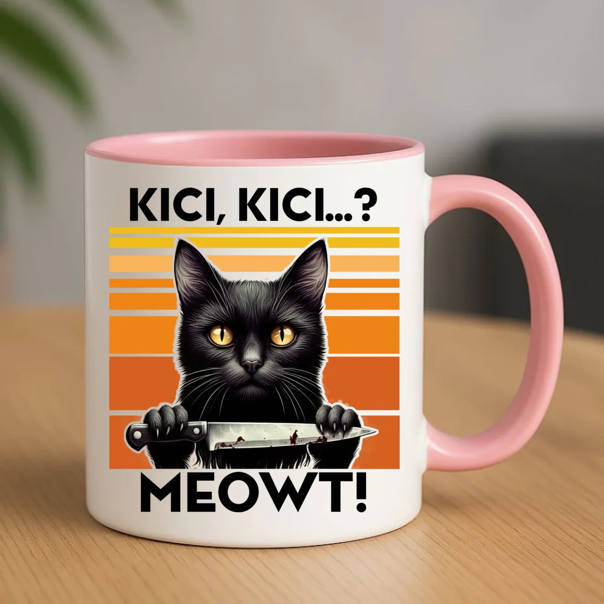 Kubek - Kot z nożem - Kici, kici... MEOWT! HL17 - StoryCups.pl