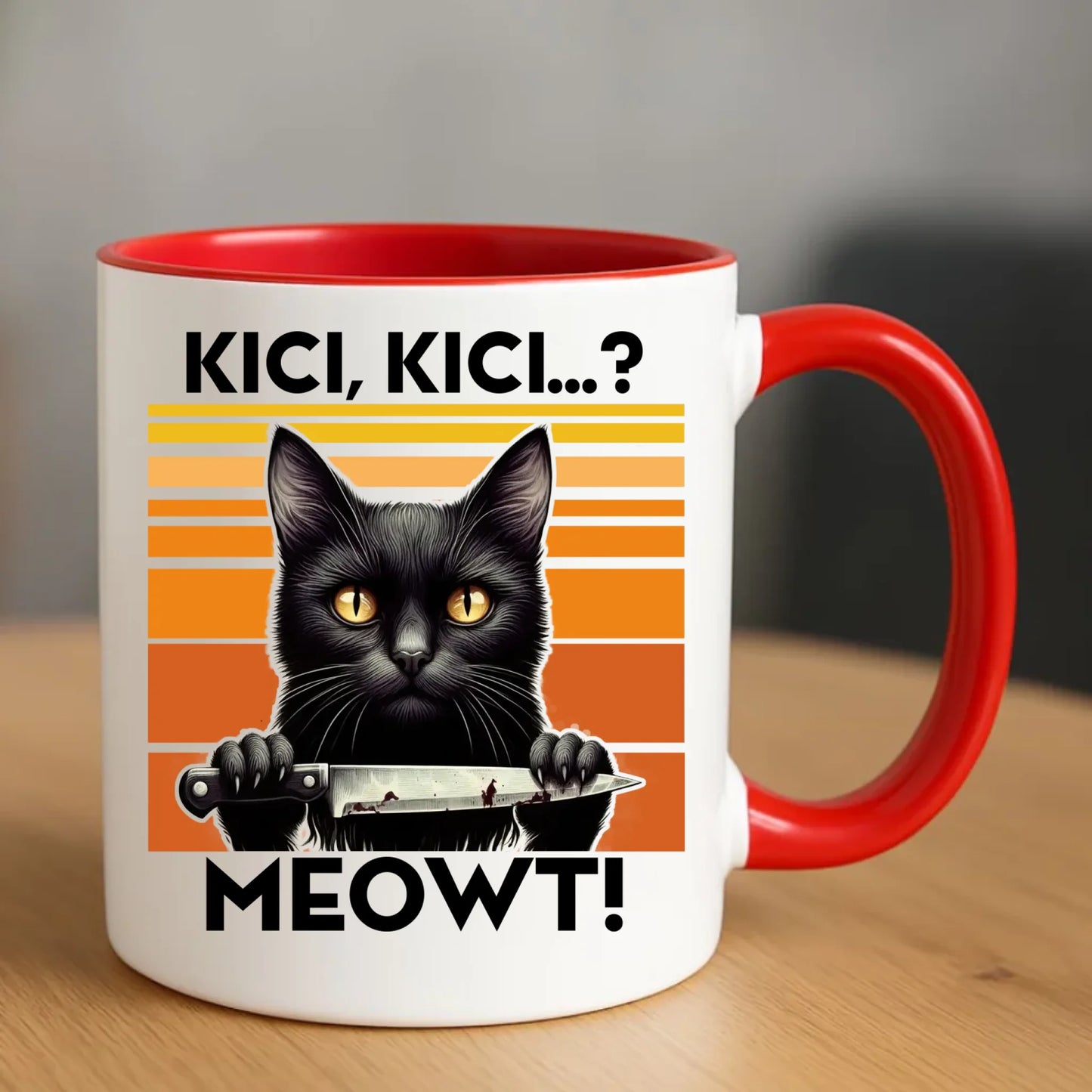 Kubek - Kot z nożem - Kici, kici... MEOWT! HL17 - StoryCups.pl