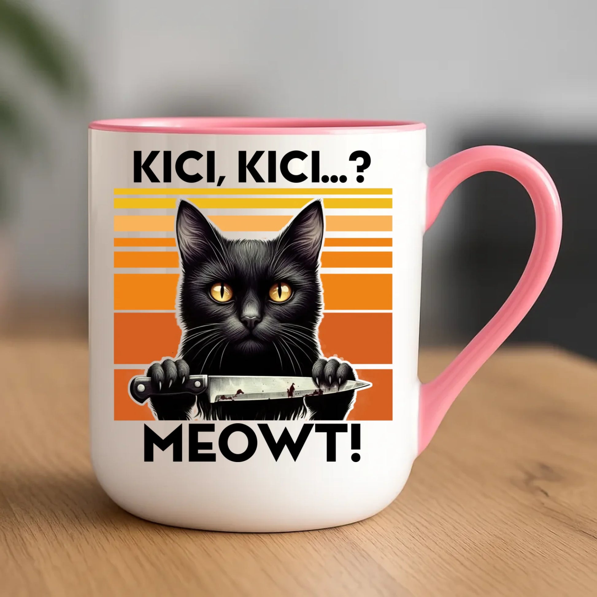 Kubek elegant - Kot z nożem - Kici, kici... MEOWT! HL17 - StoryCups.pl