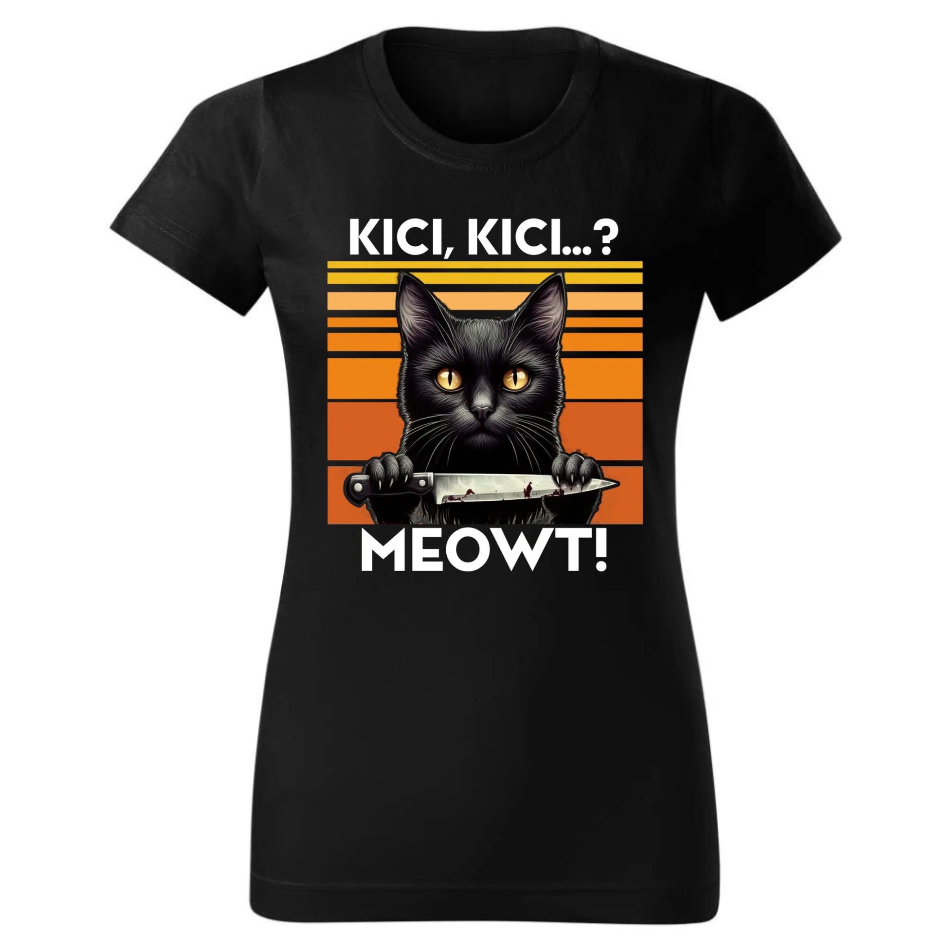 Koszulka damska - Kot z nożem - Kici, kici... MEOWT! HL17 - StoryCups.pl