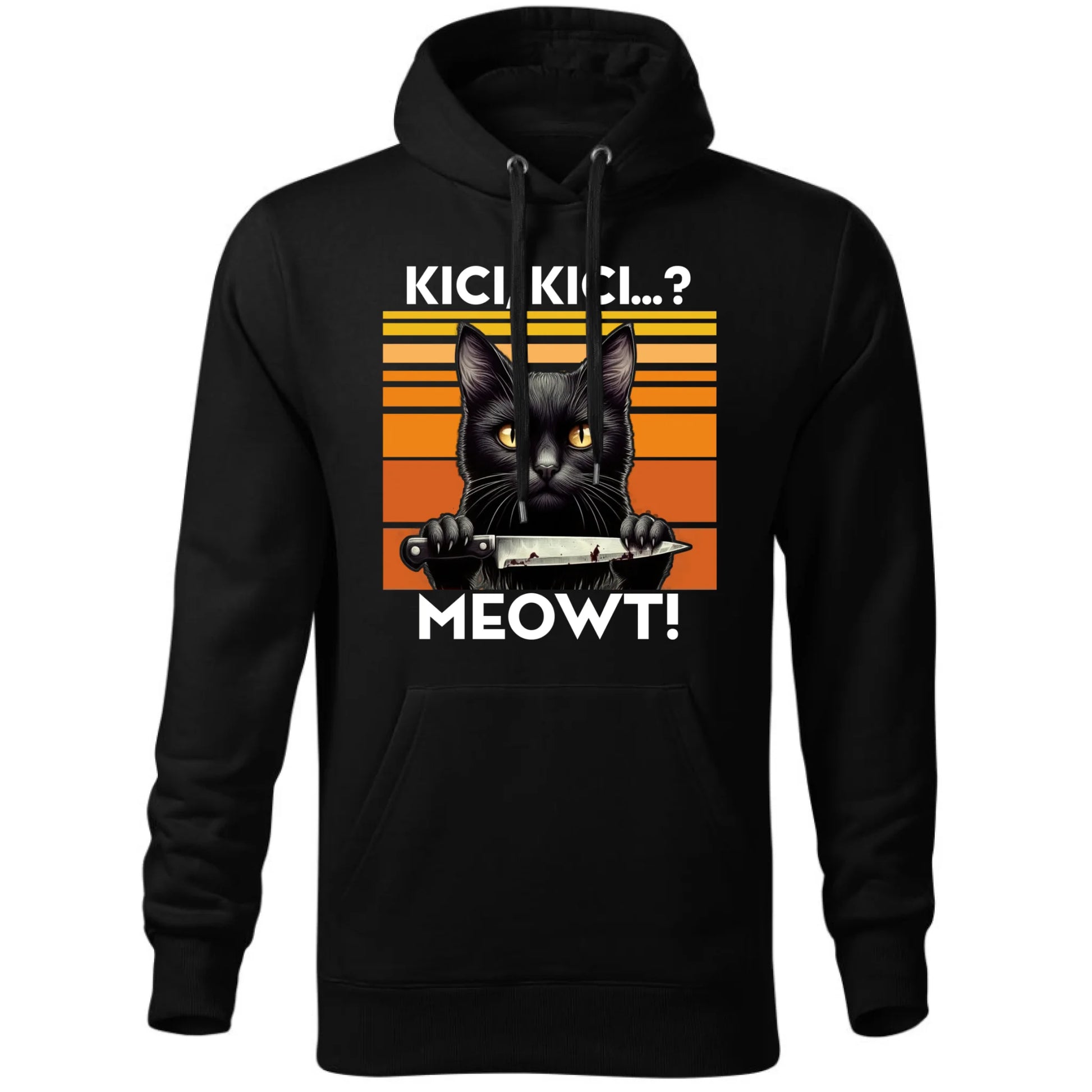 Bluza męska z kapturem - Kot z nożem - Kici, kici... MEOWT! HL17 - StoryCups.pl
